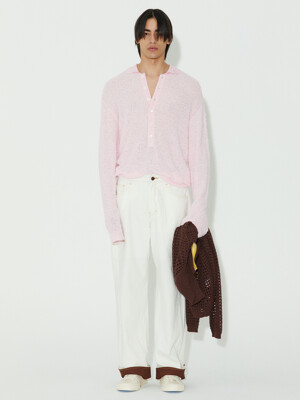 BOUCLE COLLAR KNIT PINK