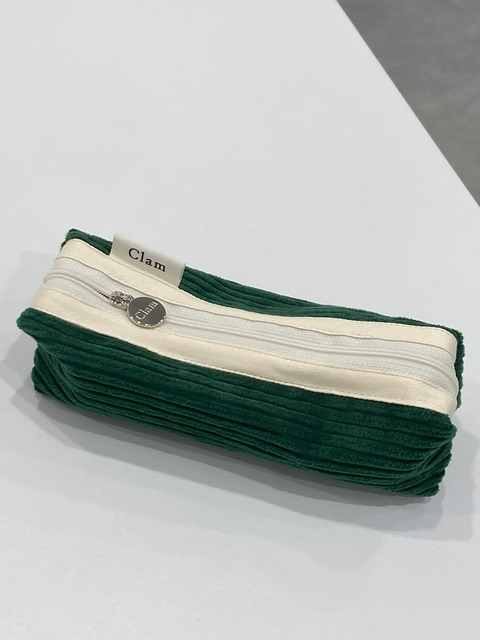 문구,클러치 - 클램 (Clam) - Clam round pencilcase _ Corduroy broccoli