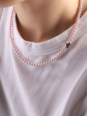 Heart Pearl Necklace [Sunset Pink]
