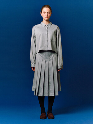 pleated midi skirt (blue grey)