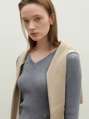 ESSENTIAL SLIM V-NECK KNIT (Z-T-6783)