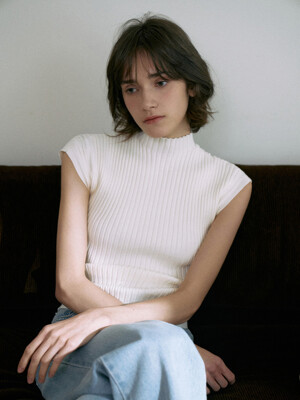 High-Neck Ribbed Cap Sleeve[LMBESPKN244]-4color
