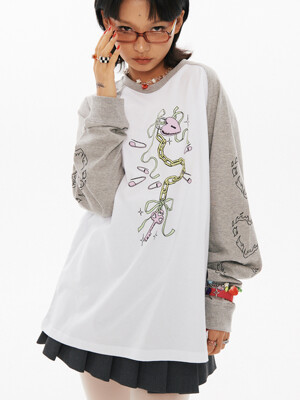 Heart Key Raglan Long sleeve [Melange Grey]