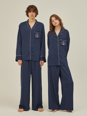 CLASSIC PAJAMA COUPLE SET_royal navy