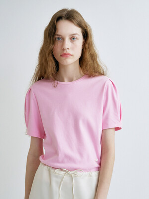 S Puff Sleeve Half Tshirt_Pink