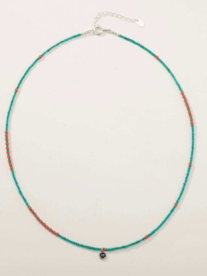 925 Silver Green Onyx Orange Point Necklace