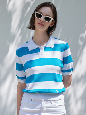 Collar Stripe Knit_Blue