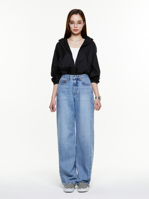 110-1  MID BLUE 3-POINT WIDE PANTS
