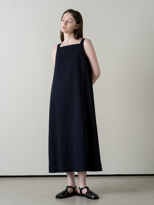 Sleeveless long dress (navy)