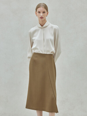 Fluid Semi A-Line Skirt_Light Camel