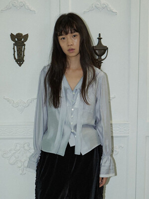 Kate tie blouse_Light grey