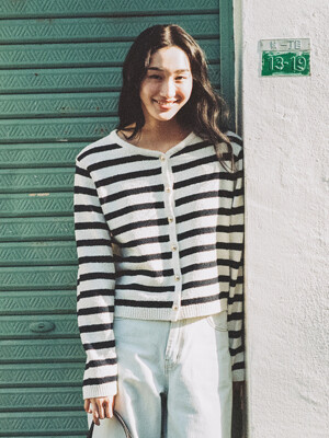 ERIN BOUCLE CARDIGAN_STRIPE