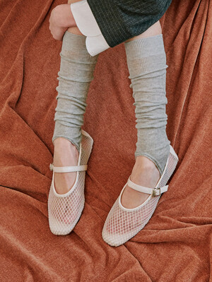 ljh7101 plain mesh maryjane flat _ ivory