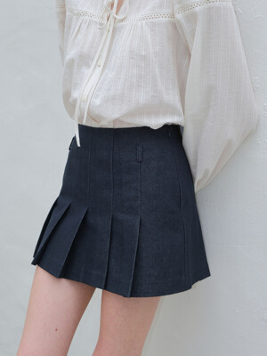 PLEATS MINI SKIRT_NAVY