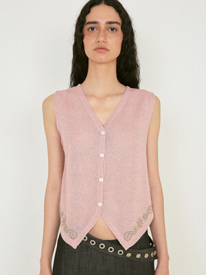 STUDDED WESTERN VEST_ONZI EDITION, PINK