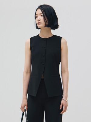 Button Up Vest_Black