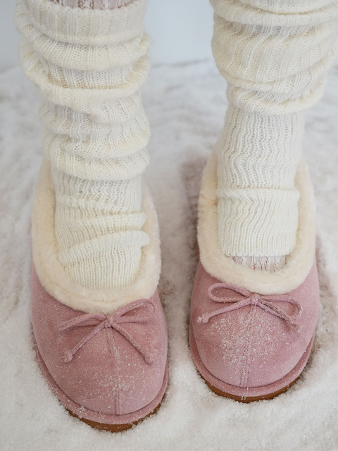 옴니포턴트 [228] omn Ribbon Fur Flat shoes _2colors