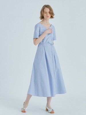 LONG FLARE MAAXI DRESS - SKY BLUE