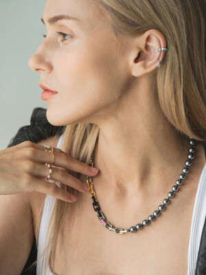 Cusco black pearl & 4 multi chain necklace