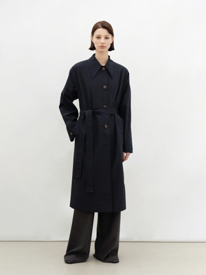 [SUMMER WOOL] REVERSIBLE MAC COAT (NAVY)