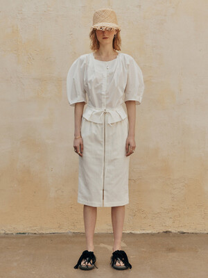 Margo Zipped Skirt_Egg White