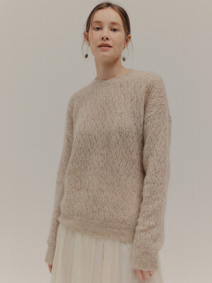 MOHAIR LOOSE FIT KNIT_BEIGE