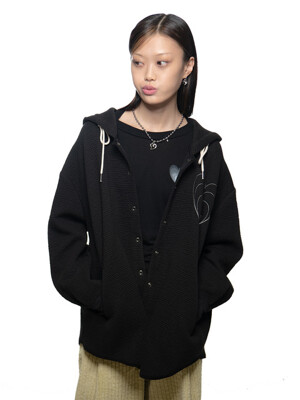 TRIPLE HEART SOFT HOODY SHIRT BLACK