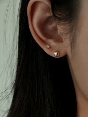 [싱글판매]14K gold cubic stud earring