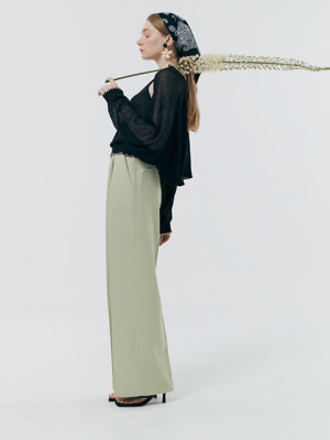 High waist wide bandig pants (MINT GREEN)