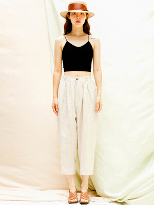 Pleated Tapered Beige Pants