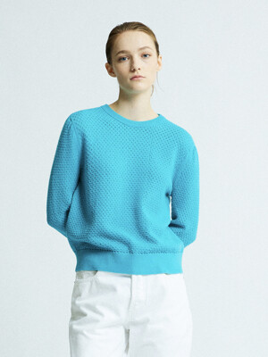 Textured Two-way Pullover/Cardigan Blue