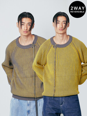 dublin reversible loose fit raglan knit yellow grey