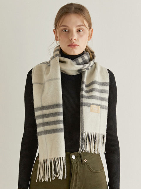 할렌 wool classic check muffler (M008_ivory)