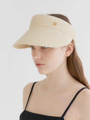 basic logo pendant raffia sun visor (C009_ivory)