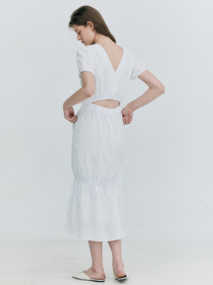 Back Open String Dress_White