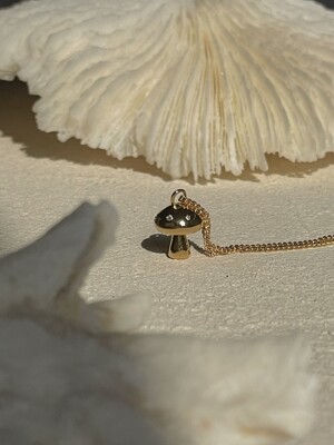 mushroom pendant gold necklace