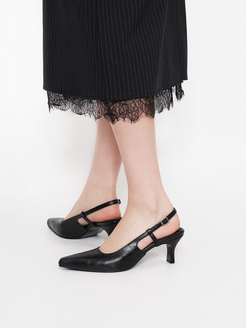 펌프스 - 레어니스 (rareness) - Mila Slingback / Crocodile Black