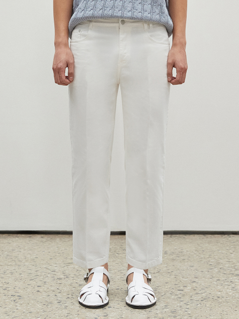 팬츠,데님,데님,데님 - 데케트 (DECET) - [린넨라이크데님]Linen Like Cropped Tapered Jeans DCPT004Ivory