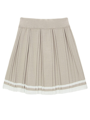 [2size]Two-Tone Pleated Knitwear Skirt (Beige)_L3A1-NS02K