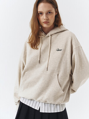 UNISEX CLASSIC SMALL LOGO HOODIE OATMEAL MELANGE_UDTS3C111I1