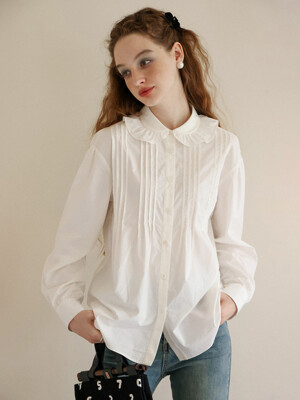 Cest_Little doll collar pleated shirt_WHITE