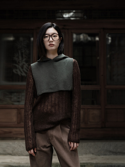 모자 - 리플레인 (REPLAIN) - CASHMERE BLENDED KNIT HOOD_KHAKI