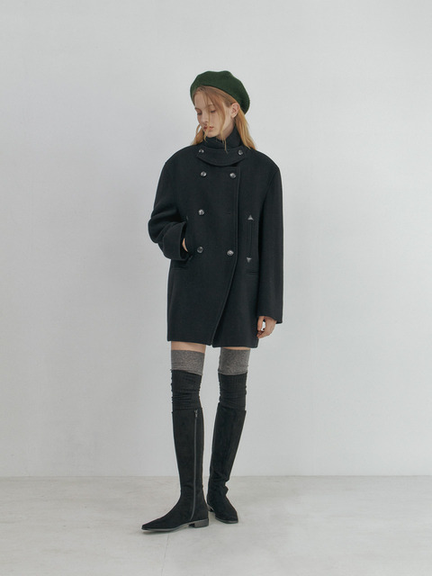아우터 - 줄리아페페 (JULIAPEPE) - 23FW Classy Wool Peacoat_BLACK