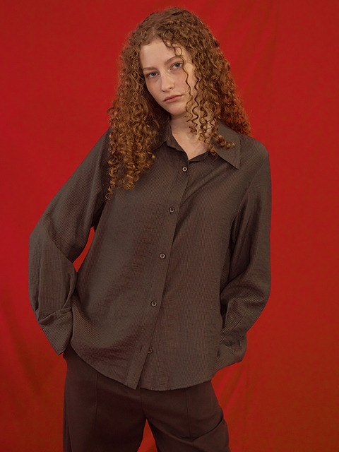 셔츠 - 코르카 (CO/RCA) - Striped Rayon Shirt Brown