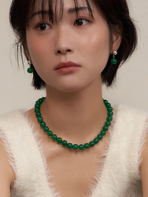 주얼리 - 지지 (geegee) - green onyx ball necklace