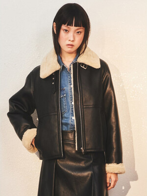 Shearling Faux Leather Jacket  Black (KE3X3VM025)