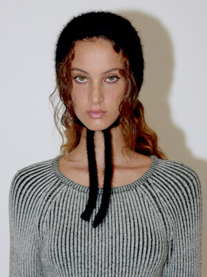 MOHAIR KNIT HAT (black)