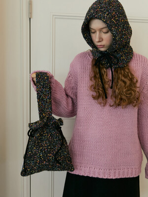 candy beads knit bucket bag black