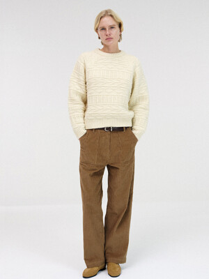 Double folded corduroy pants (Camel)