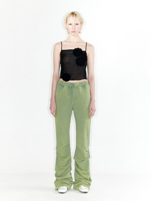 JERSEY SHIRRING PANTS, GREEN